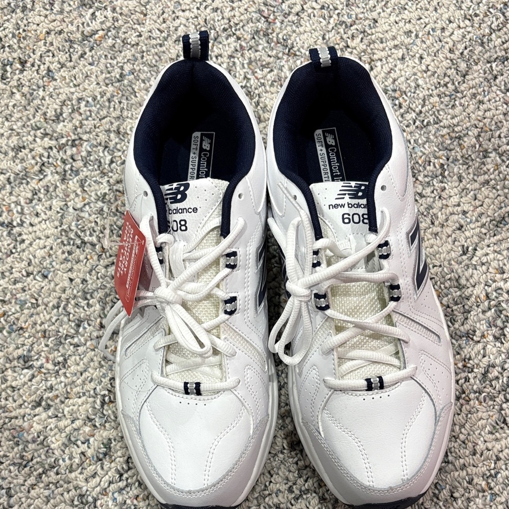 NWT New Balance Men's White and Navy Athletic Shoes 608